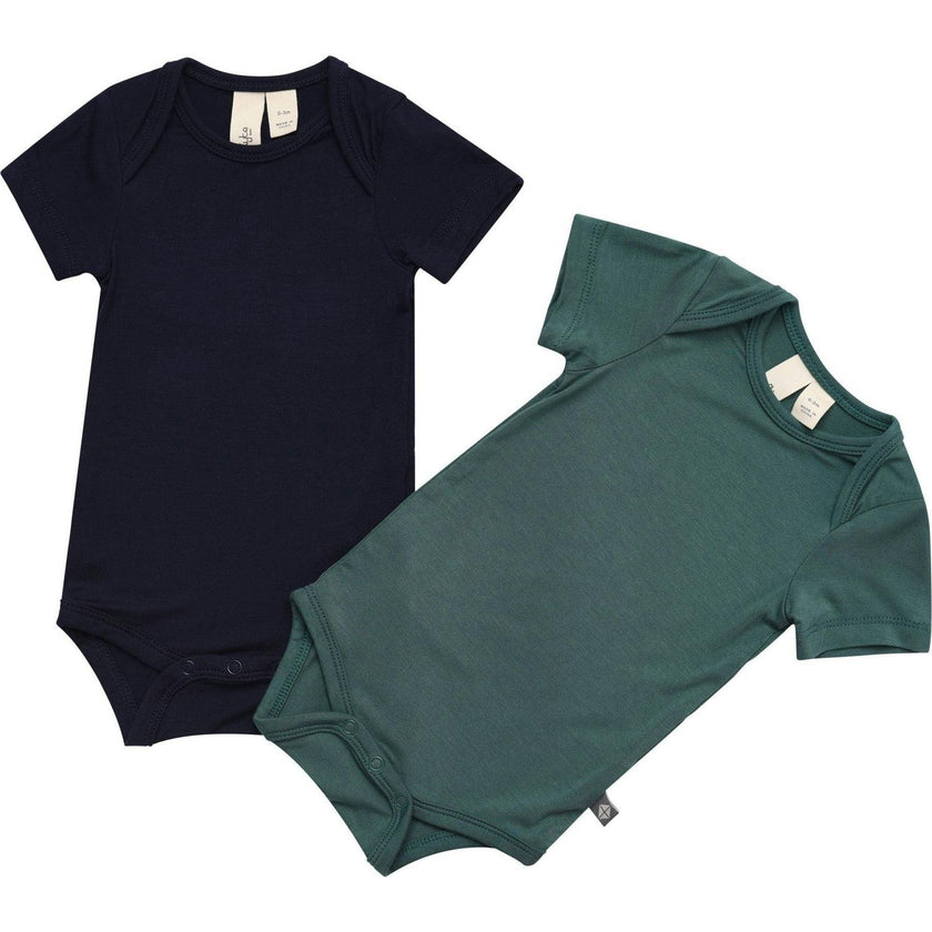2-Pack Short Sleeve Bodysuit, Navy and Emerald