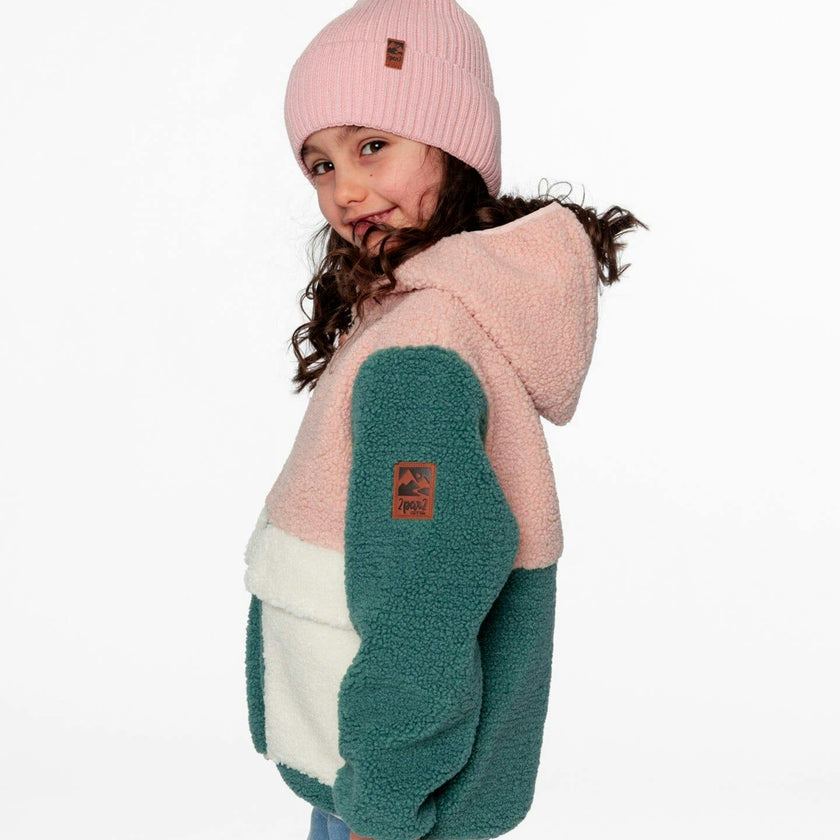 Sherpa Jacket Light Pink Colorblock