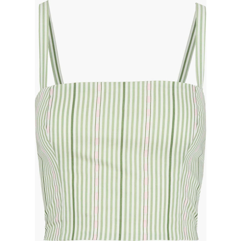 The Miranda Top - Green Jacquard Stripe