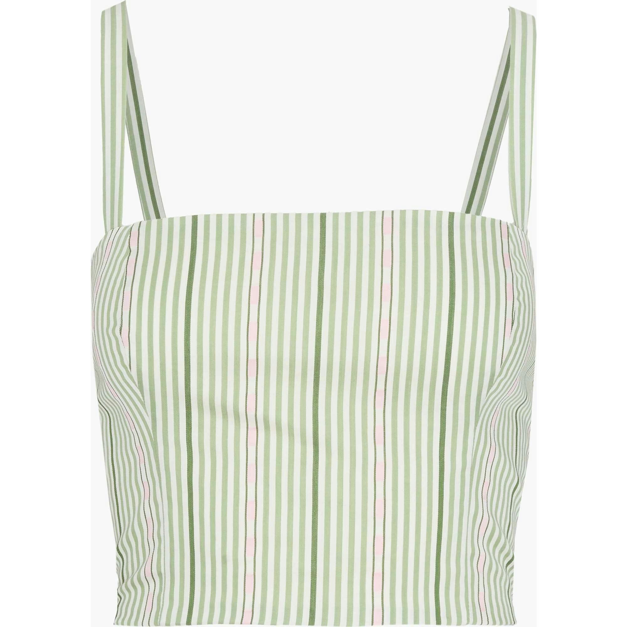 The Miranda Top - Green Jacquard Stripe