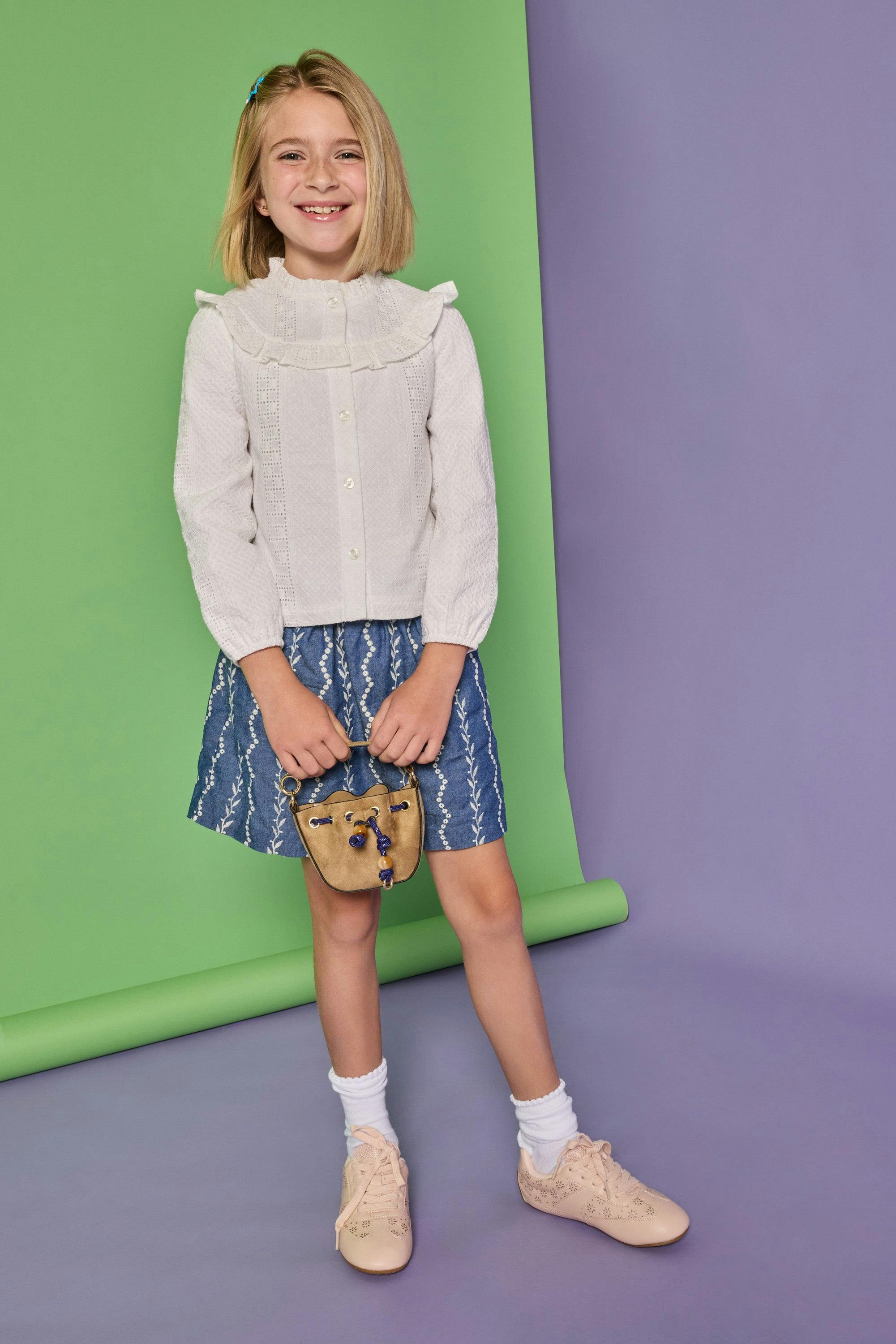 Portofino Skirt - Chamonix Chambray Embroidery