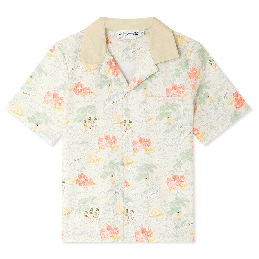 BONPOINT Steve Island Print Poplin Shirt