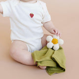 Green Stripe Swaddle and Lovey Set, Flower