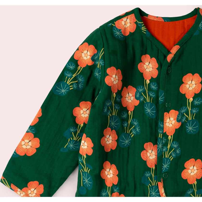 Orange Blooms Reversible Spring Jacket, Green