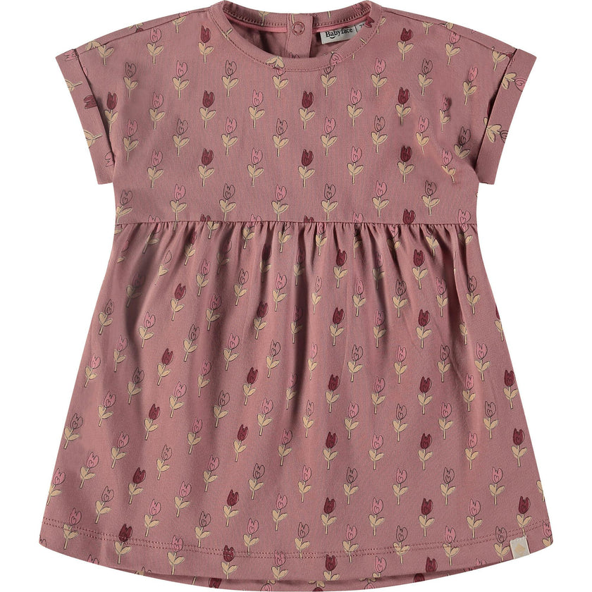 Flower Print Round Neck Short Sleeve Dress