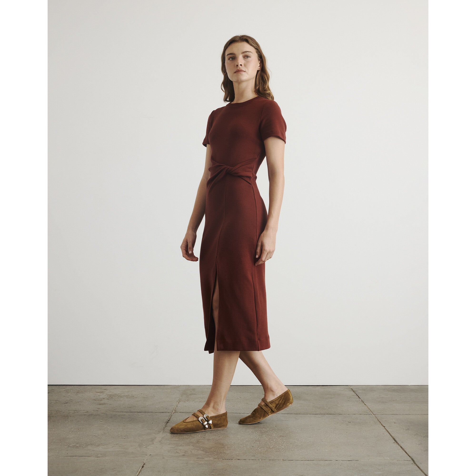 Short Sleeve Cody Dress, Burgundy