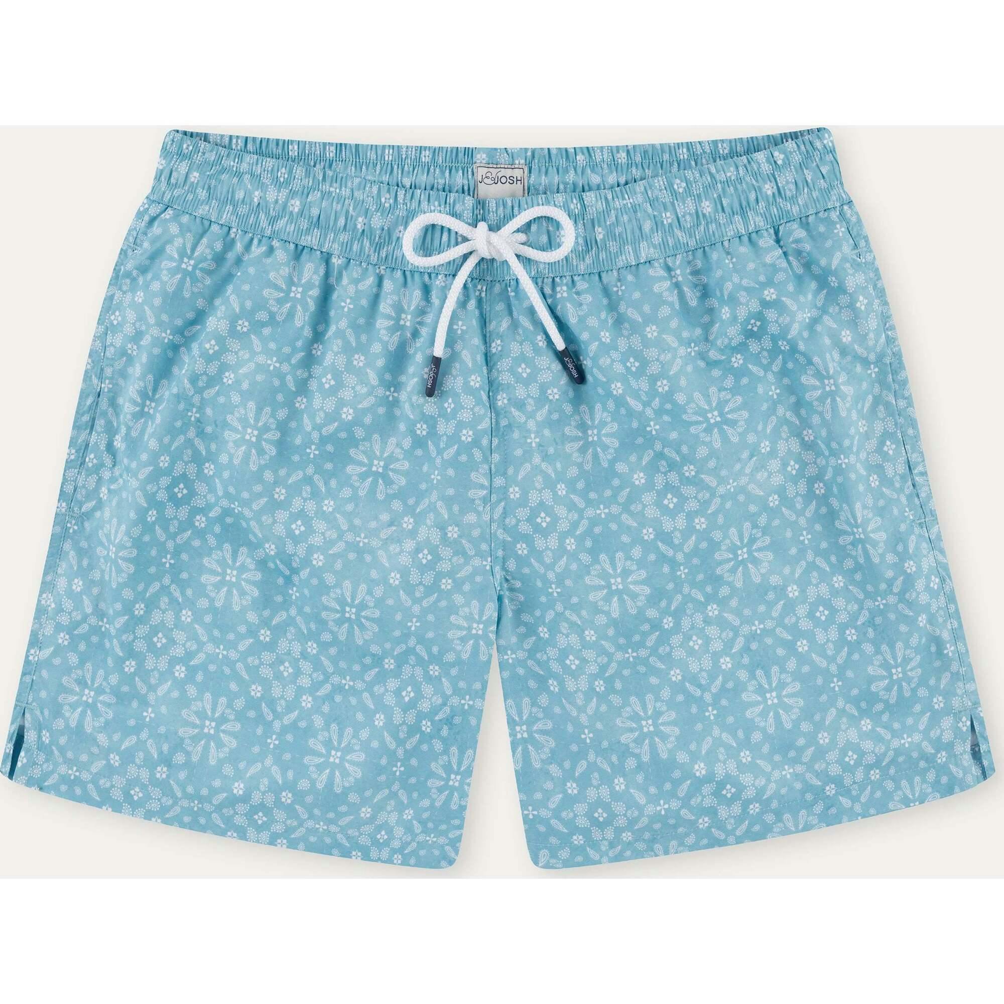 Sky Blue Bandana Men's Swim Shorts