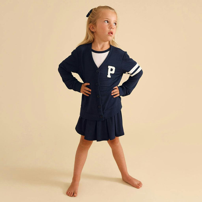 Varsity Navy French Terry Varsity Cardigan