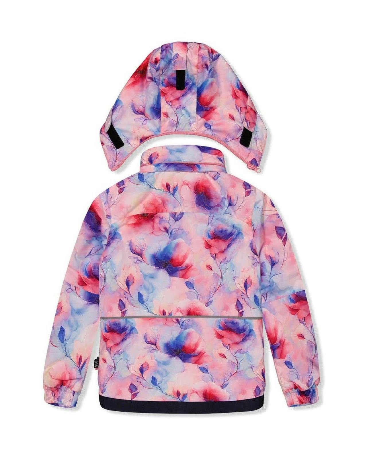 Two Piece Play Snowsuit Mauve Watercolor Floral Print With Navy Pants