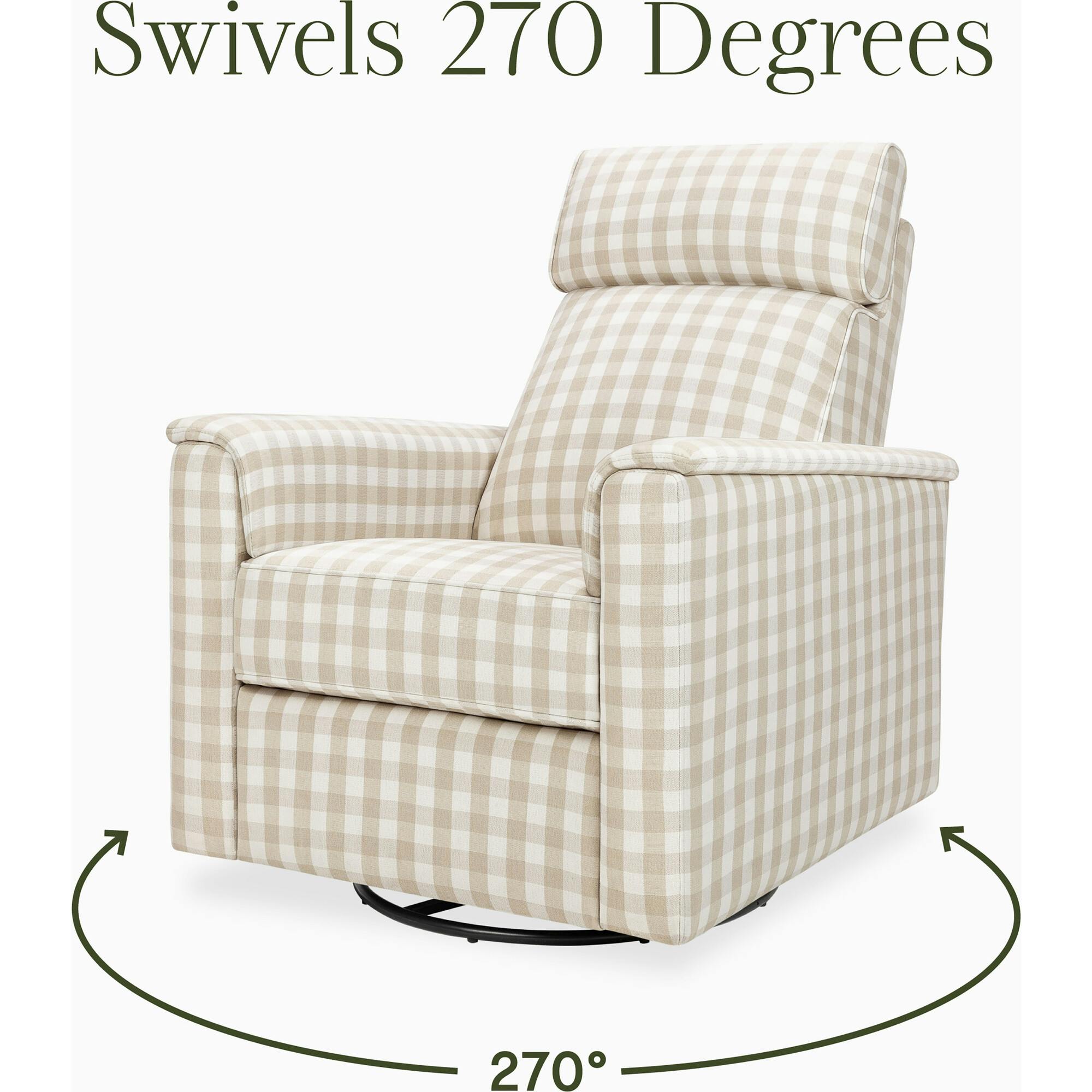 Willa Pro Power Glider Recliner w/ Power Lumbar in Tan Gingham