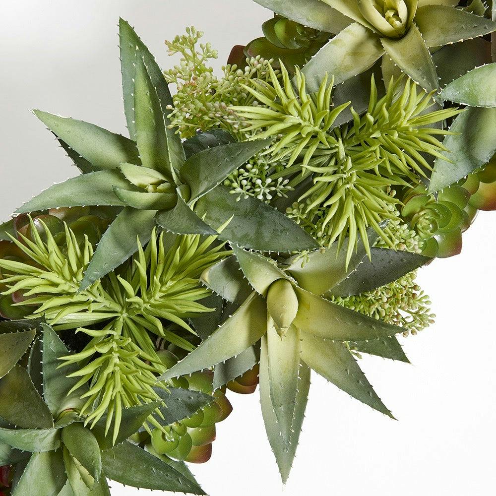 Rectangular Artificial Succulent Arrangement, Gray Planter