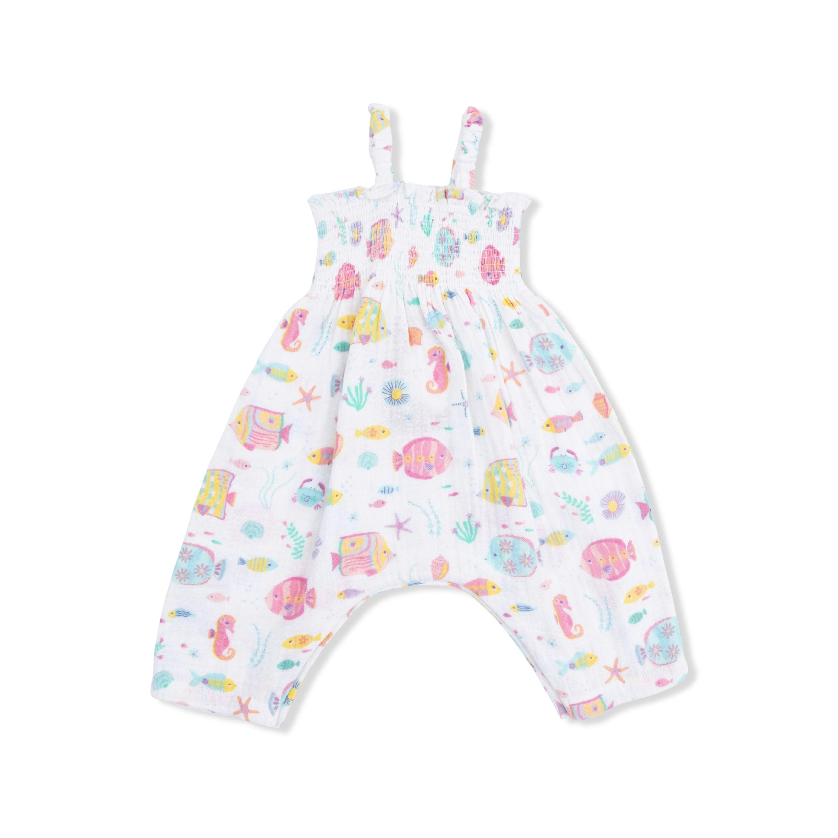 Sunny Coral Reef Fish - Smocked Romper