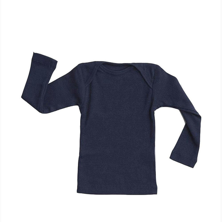 Rib Lap Shoulder Tee Long Sleeve Navy
