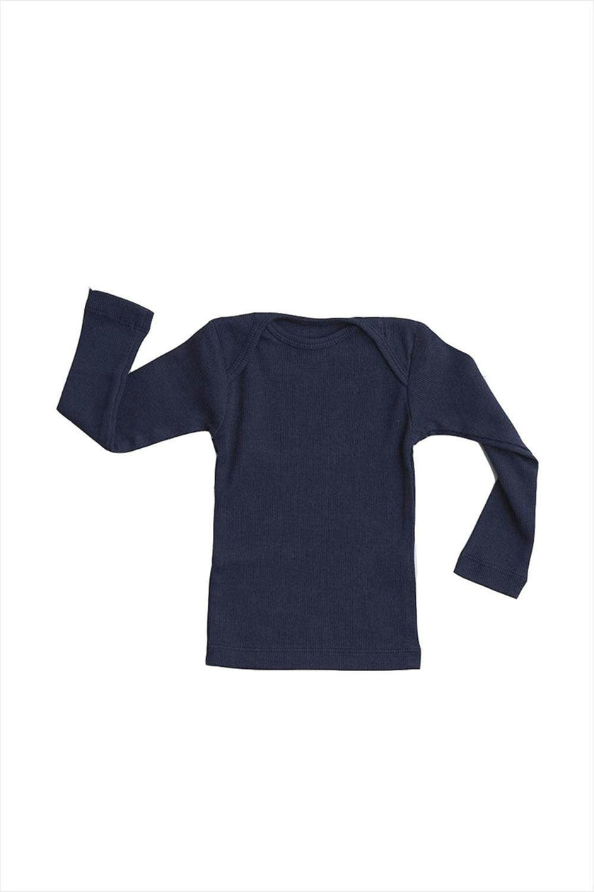 Rib Lap Shoulder Tee Long Sleeve Navy