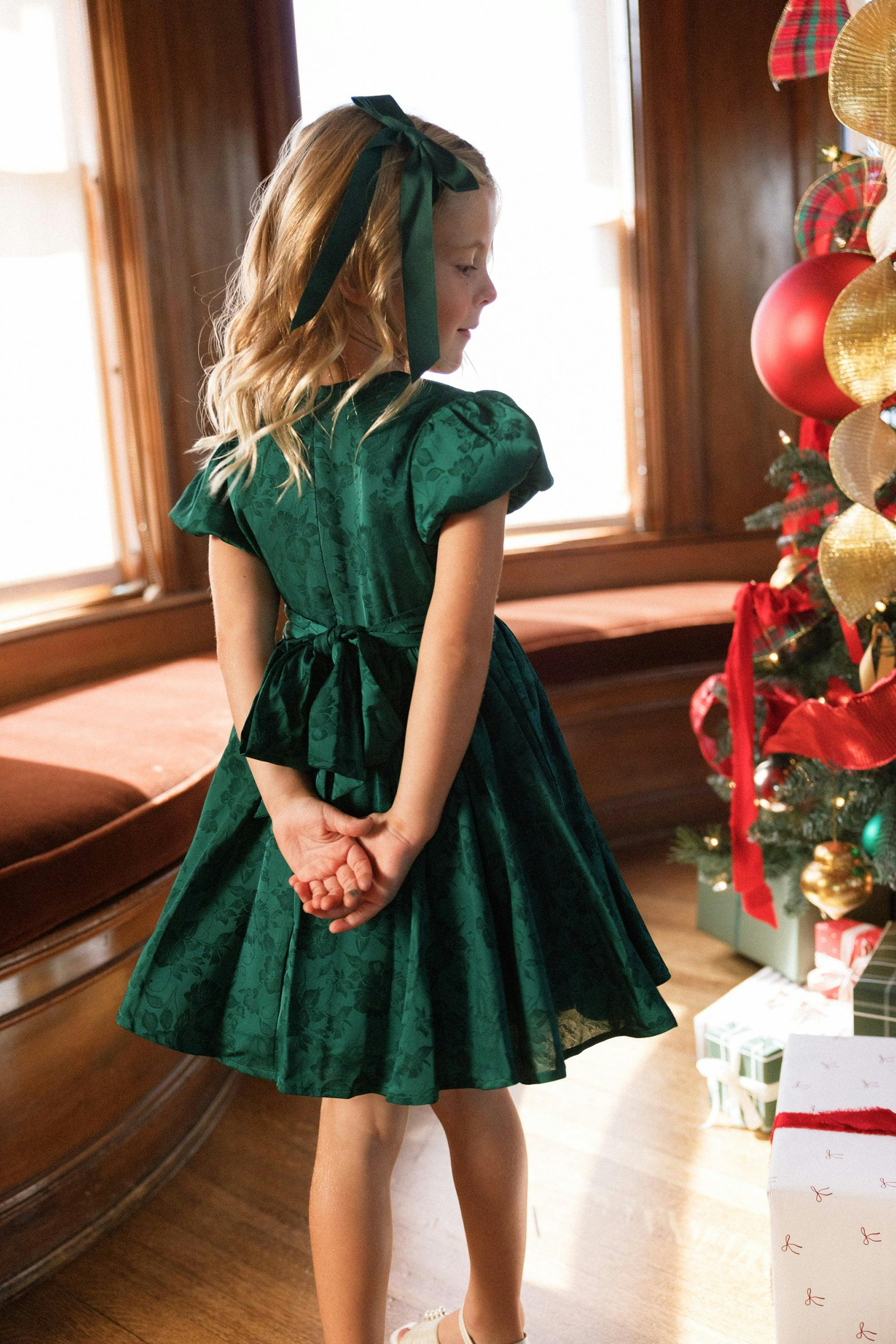 Mini Cupcake Dress in Emerald Satin