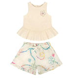 White Color Jardin Top and Shorts Set