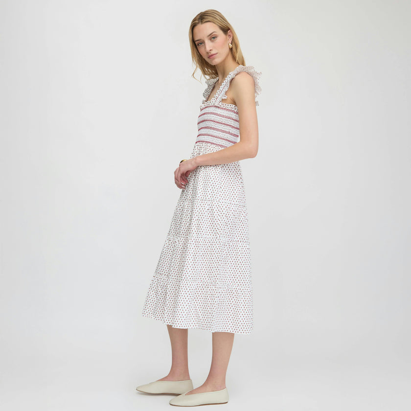 The Ellie Nap Dress - White Poppy Half Drop