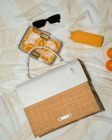 Large, Insulated, Hand-Woven Wicker Lunchbox, Dark White
