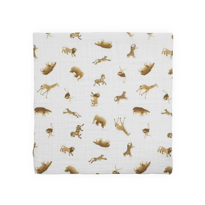 Organic Cotton Muslin Swaddle Blanket - Animal Crackers