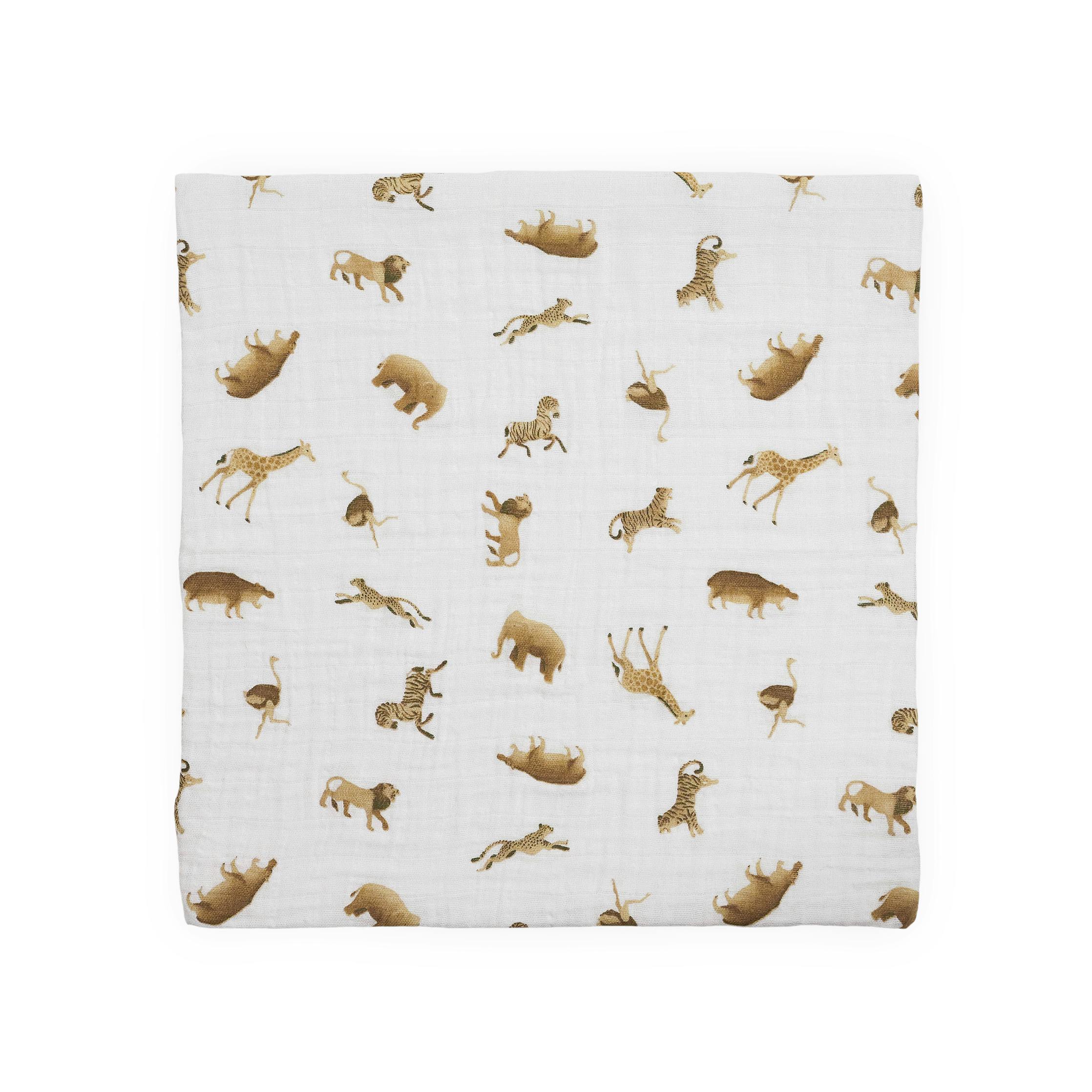 Organic Cotton Muslin Swaddle Blanket - Animal Crackers