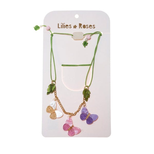 Butterflies Pink Purple Adjustable Necklace