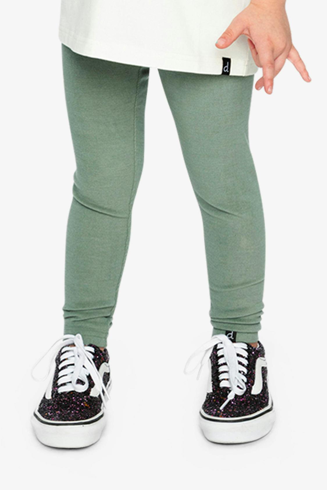 Rib Leggings Green Printed Green