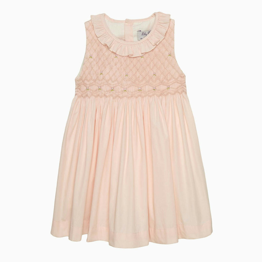 Baby Sleeveless Willow Rose Hand Smocked Dress