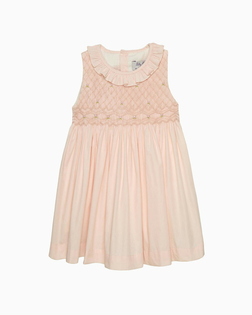 Baby Sleeveless Willow Rose Hand Smocked Dress