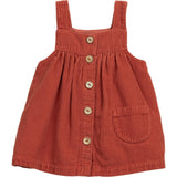 Corduroy Square Neck Strap Shoulder Coconut Button-Down Pocket Dress