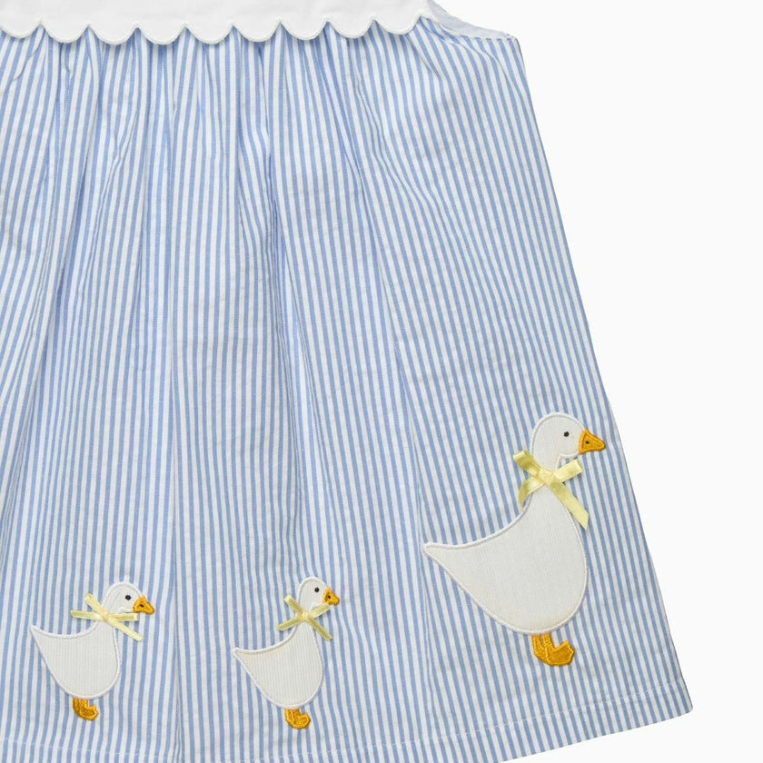 Baby Pinafore Duck Dress in Blue Stripe