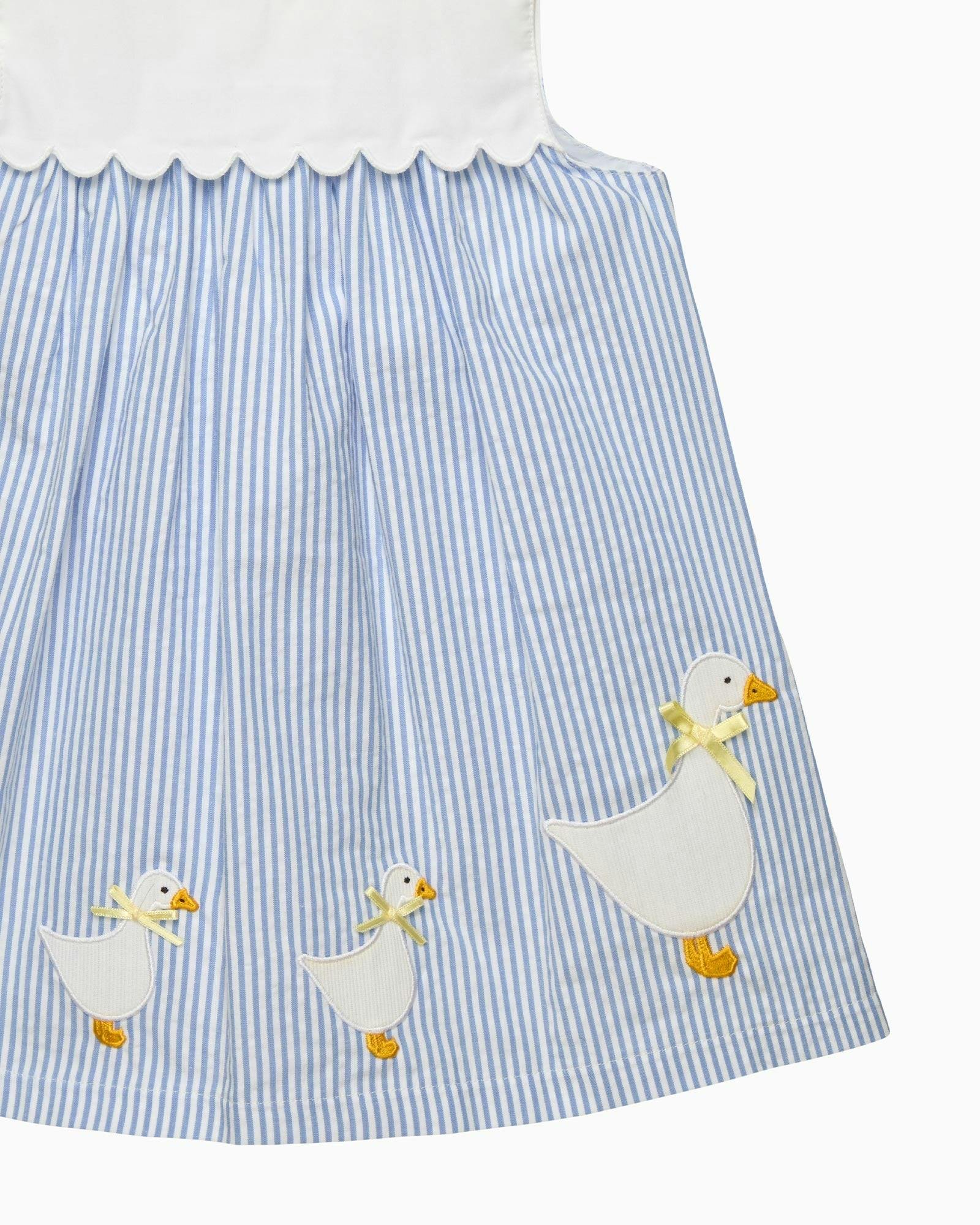 Baby Pinafore Duck Dress in Blue Stripe