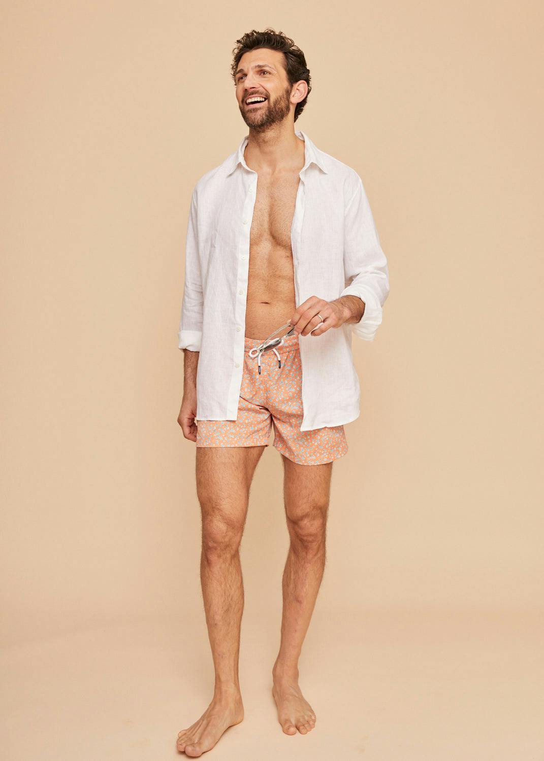 Orange Flowers Men's Swim Shorts