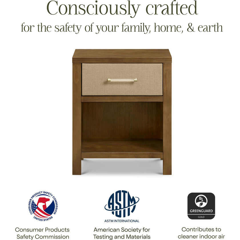 Eloise Assembled Nightstand in Natural Walnut & Performance Sand Eco-Weave