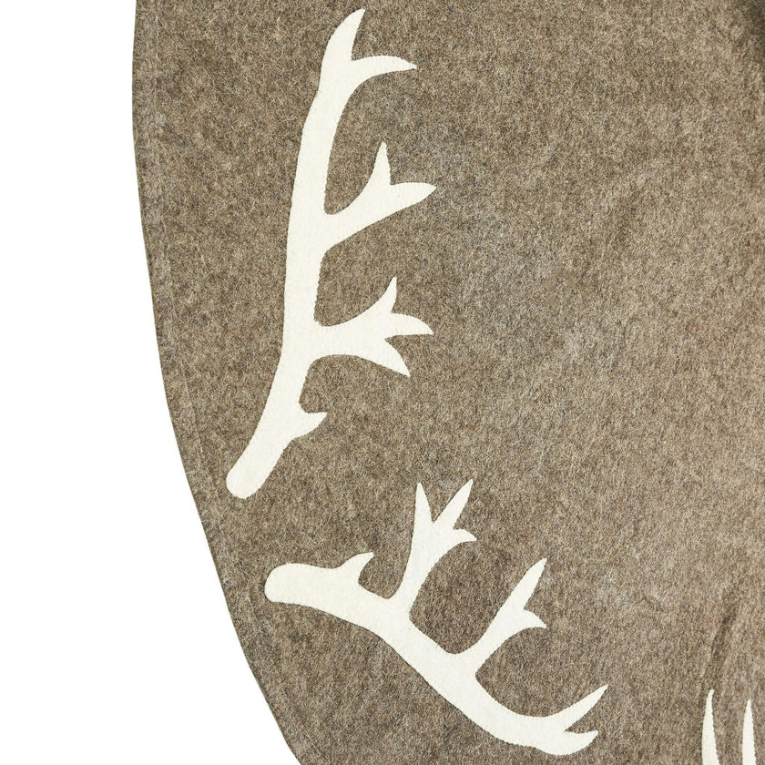Handmade Felt Antlers Gray Christmas Tree Skirt 60" / 72"
