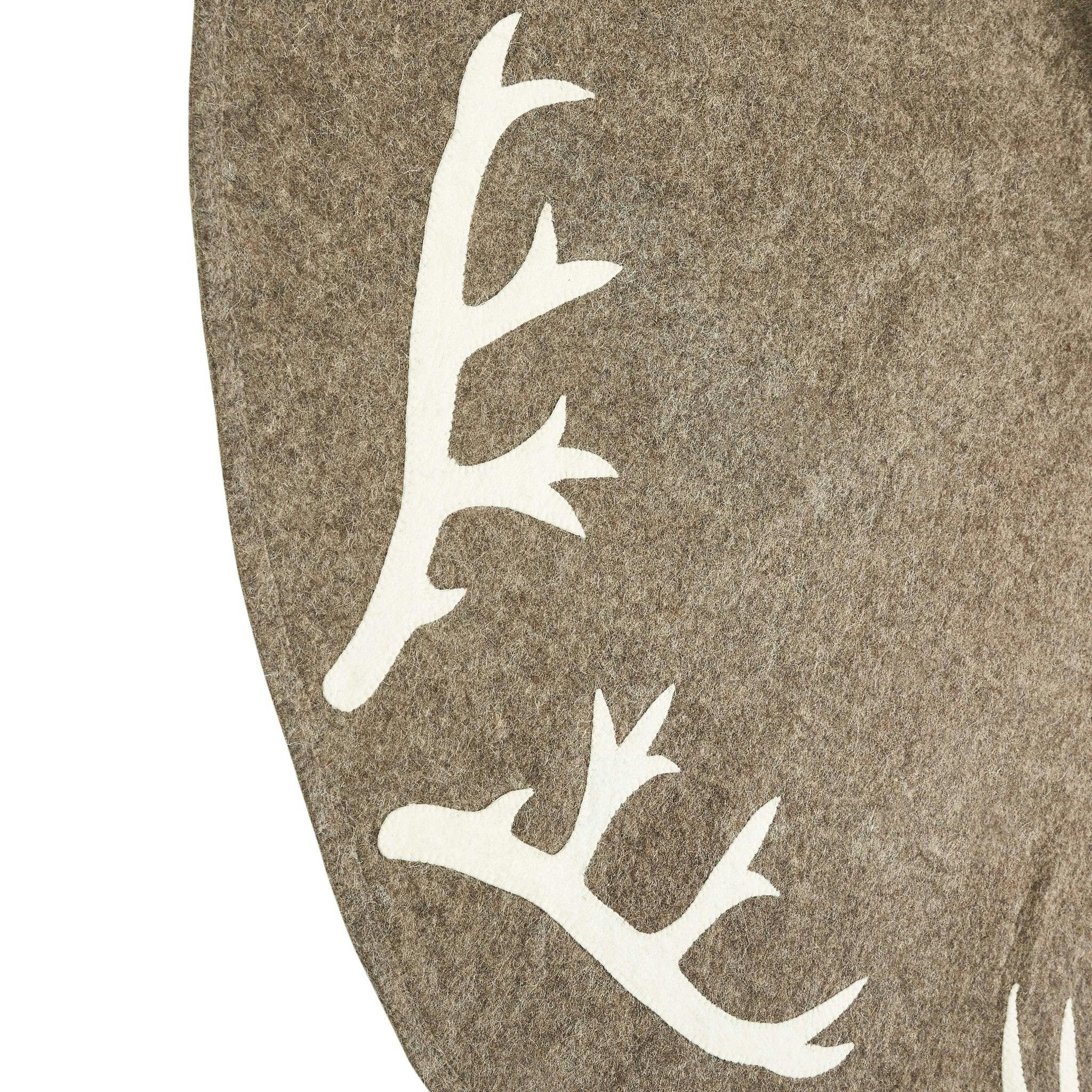 Handmade Felt Antlers Gray Christmas Tree Skirt 60