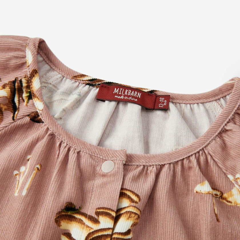 Mushroom Corduroy Ruffle Snap Jumper