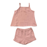 Girls Gauze Tank & Short Set in Spring Mauve