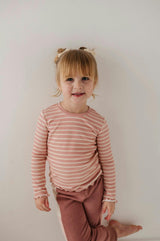 Lettuce Hem Tee Misty Rose Stripe