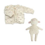 Popcorn Cardigan Cream and Penny Lamb Set