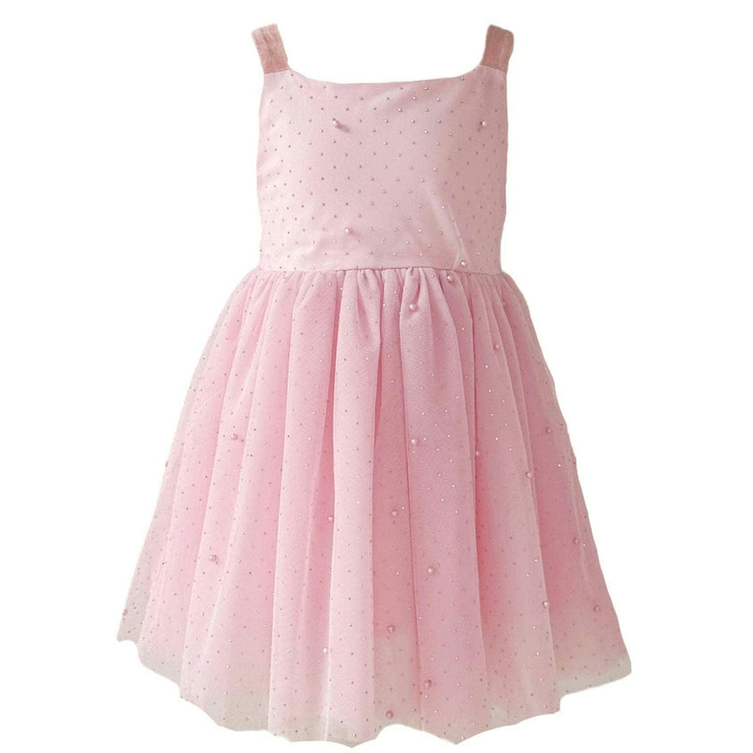 Crystal Pearl Tulle Sleeveless Tank Dress