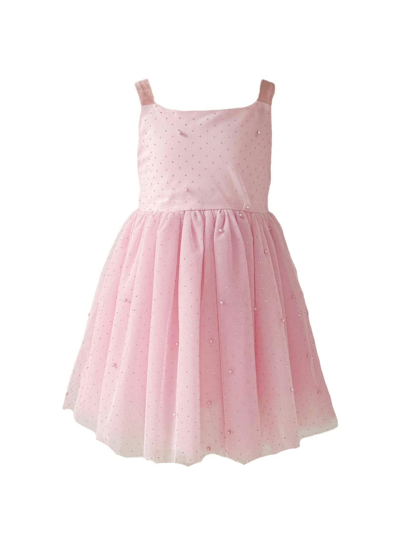 Crystal Pearl Tulle Sleeveless Tank Dress