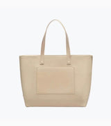 Vegan Leather Work Tote Bag with Removable Insulated Pouch, Cream