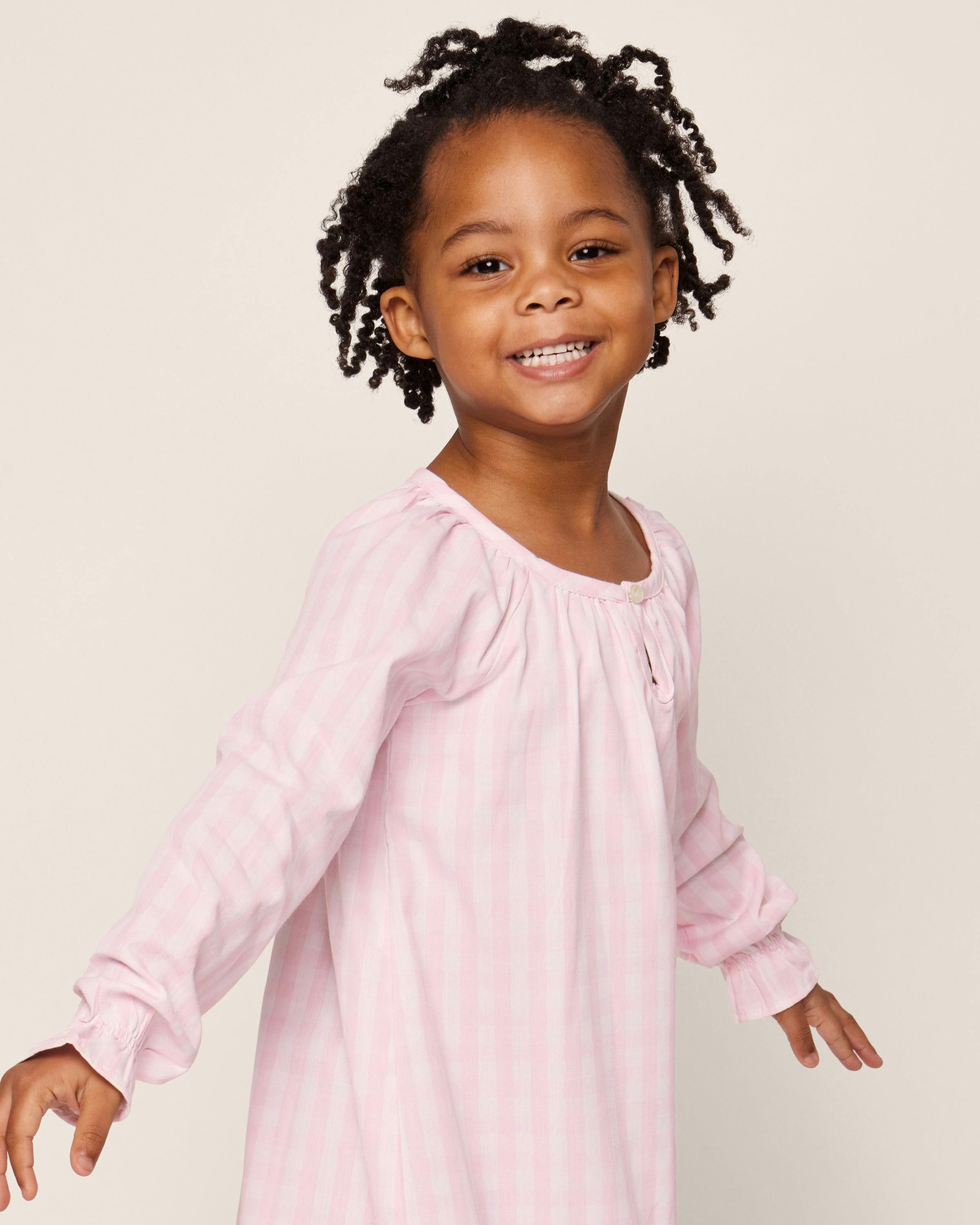 Girl's Twill Delphine Nightgown in Pink Gingham