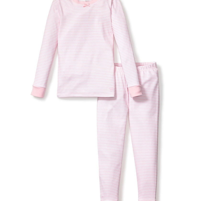 Kid's Pima Snug Fit Pajama Set in Pink Stripes