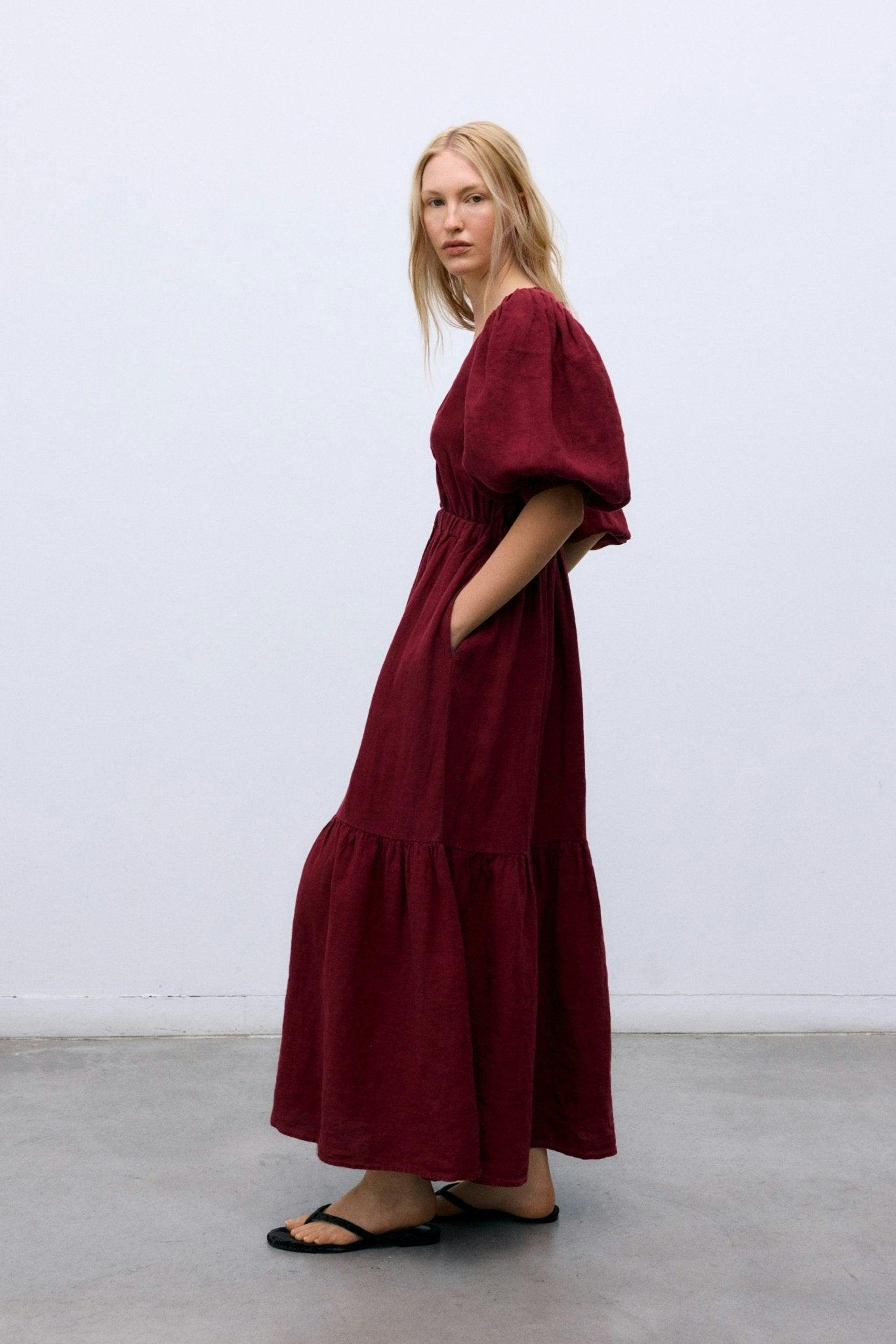 Aloe Woman Dress Crimson Wine