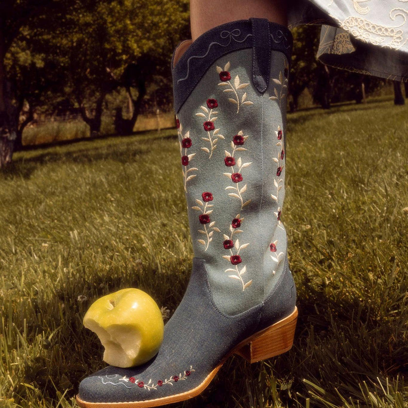Rosemary Cowgirl Boots in Denim