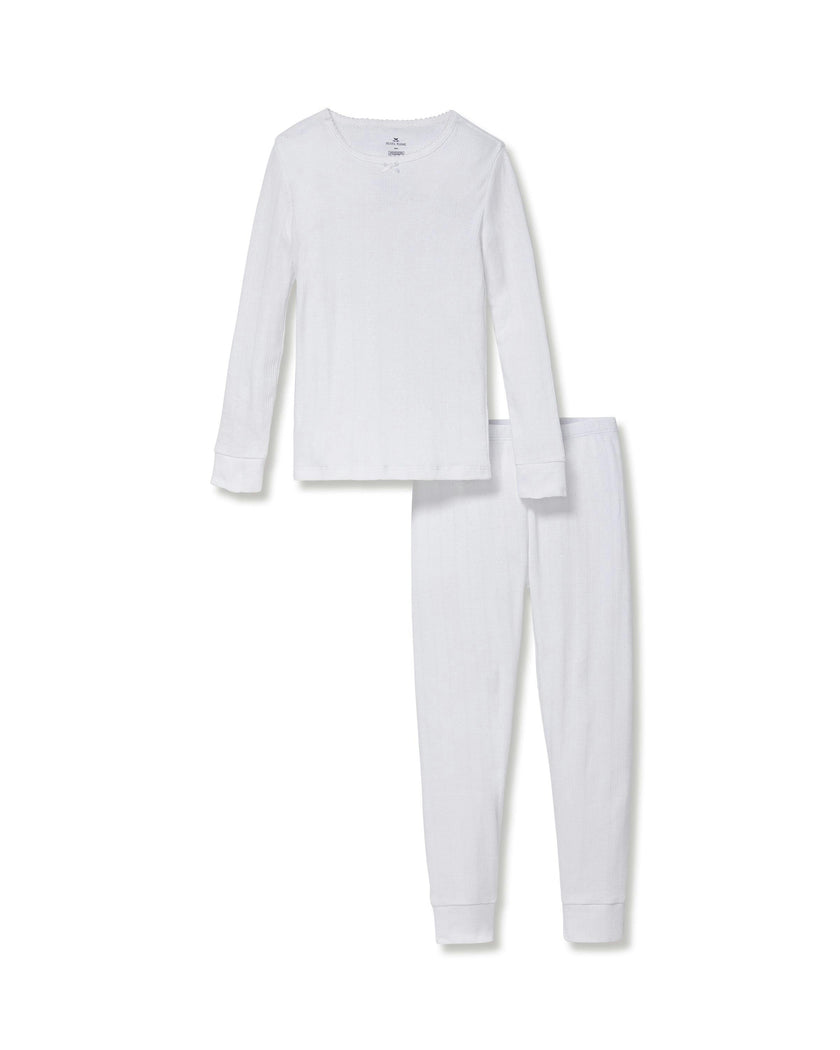 Kid's Pointelle Snug Fit Pajama Set in White
