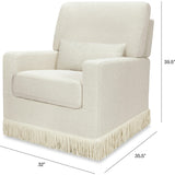 Crawford Pillowback Comfort Swivel Glider | Boucle with Tassel Fringe