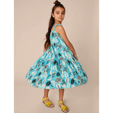 Tie Shoulder Tiered Dress, Blue