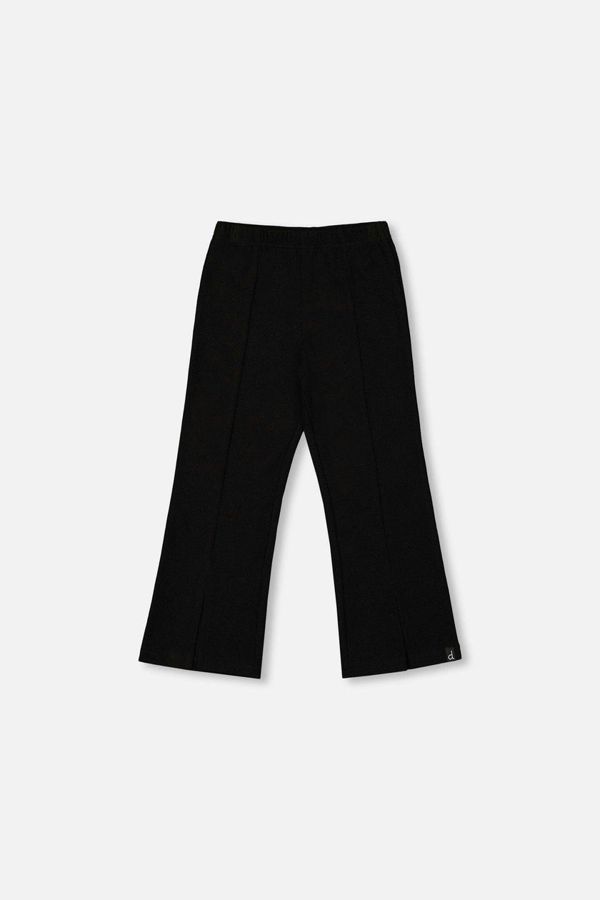 Ribbed Leggings Bootleg With Slit Black